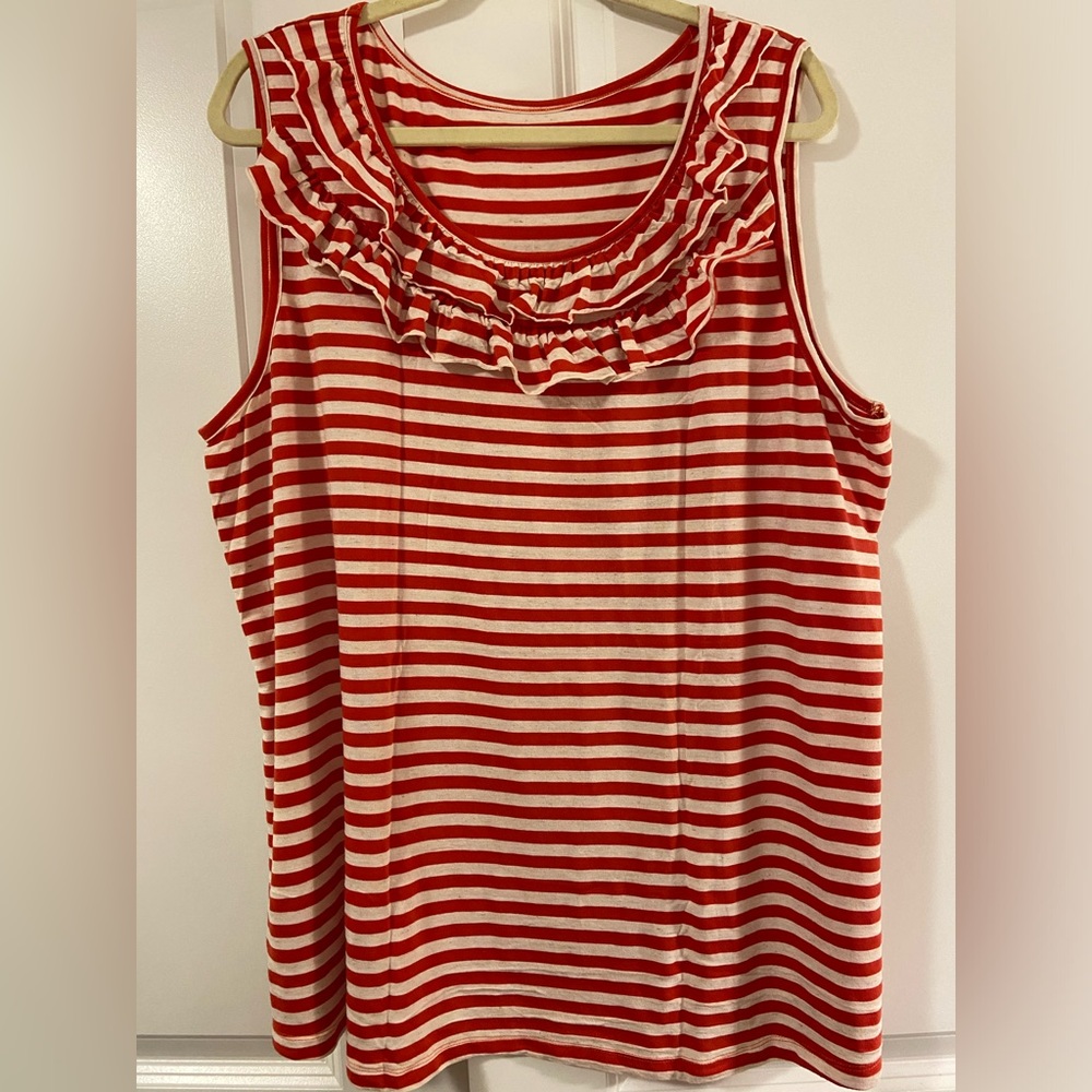 Penningtons Striped Tank with Ruffles - Picture 2 of 10